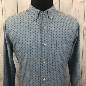 J. Crew XL Blue Geometric Slim Button-Front Shirt
